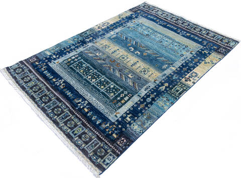Chobi Blue Hand Knotted 41 X 511  Area Rug 700-145118 Image 2