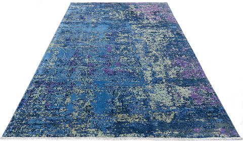 Modern Blue Hand Knotted 60 X 90  Area Rug 700-145120 Image 1