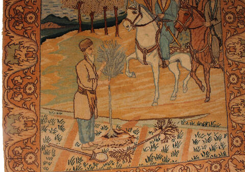 Tabriz Beige Hand Knotted 20 X 30  Area Rug 254-145127 Image 4