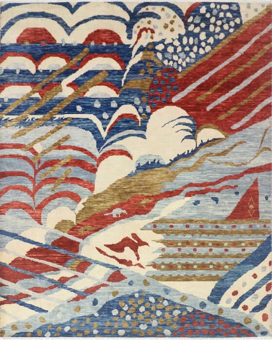 Modern-Contemporary Multicolor Hand Knotted 80 X 100  Area Rug 904-145140 Image 0
