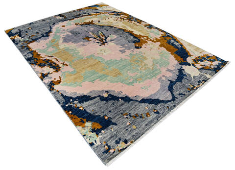 Modern-Contemporary Multicolor Hand Knotted 810 X 119  Area Rug 904-145167 Image 1