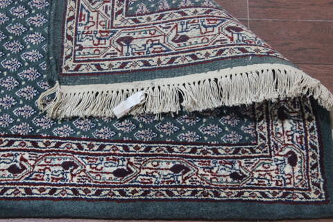 Persian Green Runner Hand Knotted 26 X 120  Area Rug 902-145177 Image 1