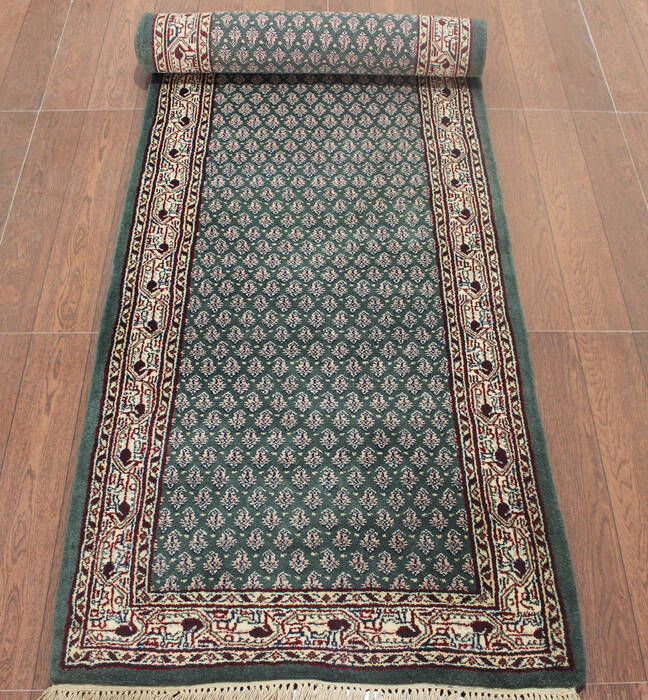 Persian Green Runner Hand Knotted 26 X 120  Area Rug 902-145177 Image 2