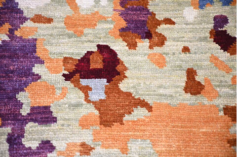 Modern-Contemporary Multicolor Hand Knotted 811 X 123  Area Rug 904-145183 Image 4