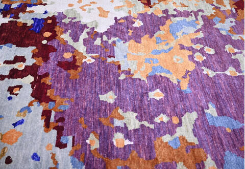 Modern-Contemporary Multicolor Hand Knotted 811 X 123  Area Rug 904-145183 Image 5