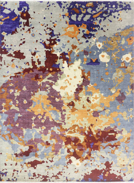 Modern-Contemporary Multicolor Hand Knotted 811 X 123  Area Rug 904-145183 Image 0