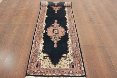 Kashan Blue Runner Hand Knotted 26 X 100  Area Rug 902-145199 Image 1