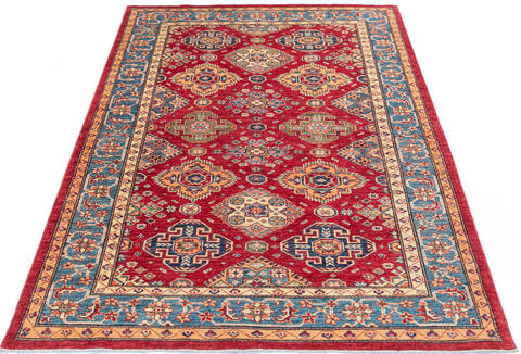 Kazak Red Hand Knotted 56 X 78  Area Rug 700-145228 Image 1