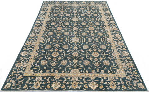 Chobi Green Hand Knotted 67 X 99  Area Rug 700-145234 Image 1