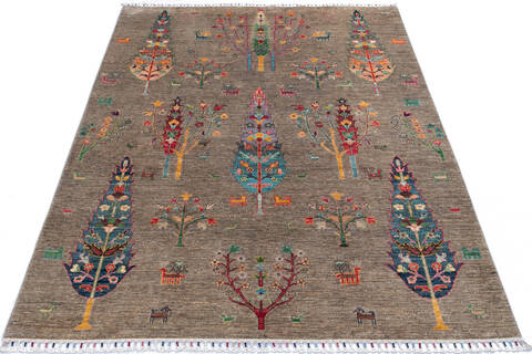 Chobi Brown Hand Knotted 59 X 710  Area Rug 700-145235 Image 1