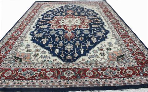 Kashan Multicolor Hand Knotted 96 X 136  Area Rug 902-145253 Image 2