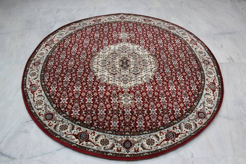 Mahi Red Round Hand Knotted 60 X 60  Area Rug 905-145257 Image 1