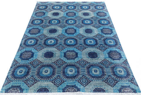 Chobi Blue Hand Knotted 60 X 90  Area Rug 700-145328 Image 1