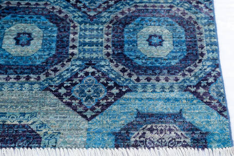 Chobi Blue Hand Knotted 60 X 90  Area Rug 700-145328 Image 4