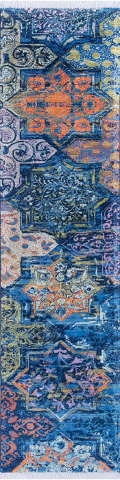 Chobi Blue Runner Hand Knotted 26 X 96  Area Rug 700-145332 Image 0