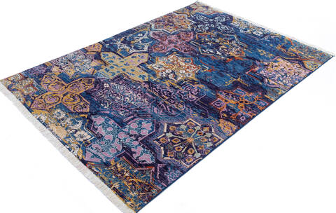 Chobi Blue Hand Knotted 57 X 710  Area Rug 700-145335 Image 2