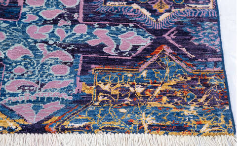 Chobi Blue Hand Knotted 57 X 710  Area Rug 700-145335 Image 4