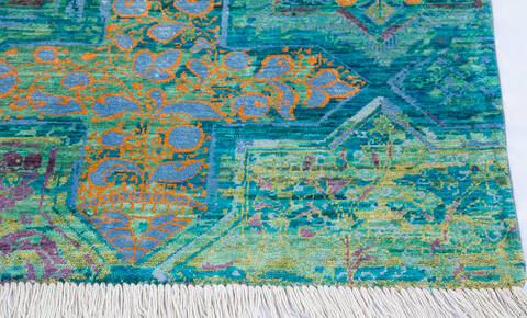 Modern Green Hand Knotted 54 X 80  Area Rug 700-145344 Image 4