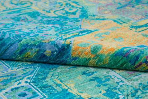 Modern Green Hand Knotted 54 X 80  Area Rug 700-145344 Image 5