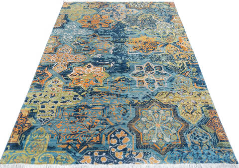 Modern Blue Hand Knotted 60 X 90  Area Rug 700-145346 Image 1