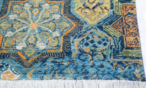 Modern Blue Hand Knotted 60 X 90  Area Rug 700-145346 Image 4
