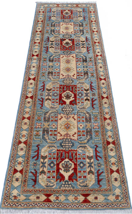 Chobi Grey Runner Hand Knotted 28 X 94  Area Rug 700-145391 Image 1