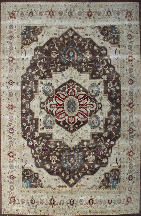 Heriz Brown Hand Knotted 120 X 150  Area Rug 902-145419 Image 0