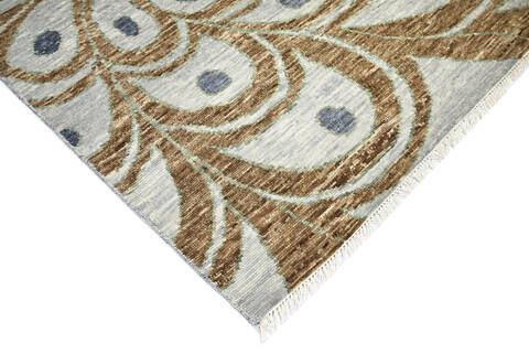 Modern-Contemporary Multicolor Hand Knotted 81 X 101  Area Rug 904-145440 Image 2