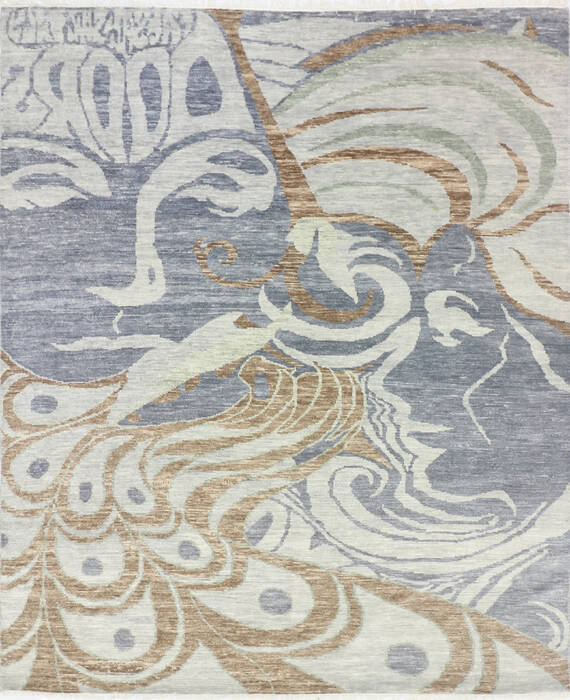 Modern-Contemporary Multicolor Hand Knotted 81 X 101  Area Rug 904-145440 Image 0