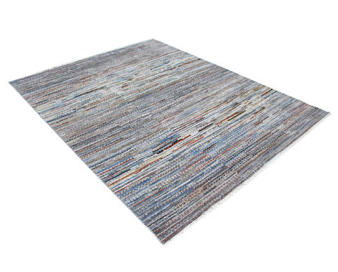 Modern-Contemporary Multicolor Hand Knotted 83 X 103  Area Rug 904-145448 Image 1
