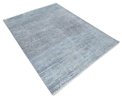 Modern-Contemporary Blue Hand Knotted 711 X 102  Area Rug 904-145449 Image 1
