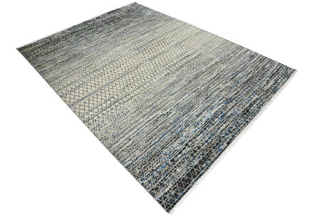 Modern-Contemporary Green Hand Knotted 810 X 124  Area Rug 904-145462 Image 1