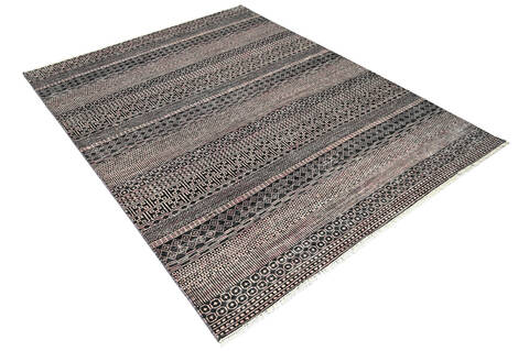 Modern-Contemporary Black Hand Knotted 710 X 910  Area Rug 904-145474 Image 1