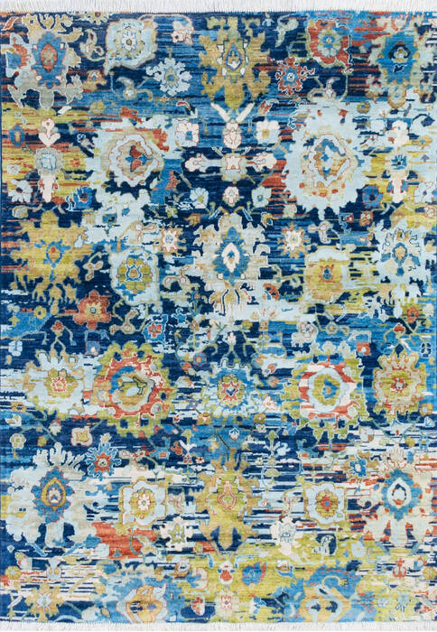 Modern Blue Hand Knotted 59 X 80  Area Rug 700-145502 Image 0