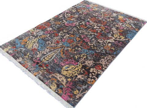 Modern Grey Hand Knotted 41 X 60  Area Rug 700-145505 Image 2