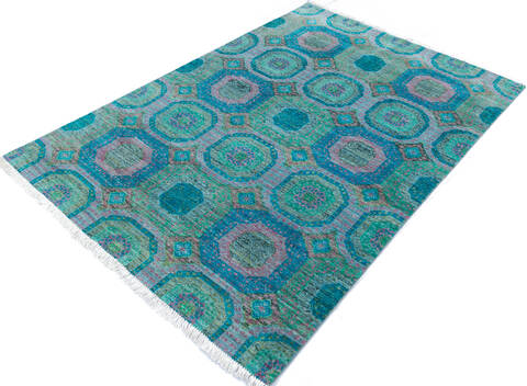 Chobi Green Hand Knotted 57 X 710  Area Rug 700-145508 Image 2