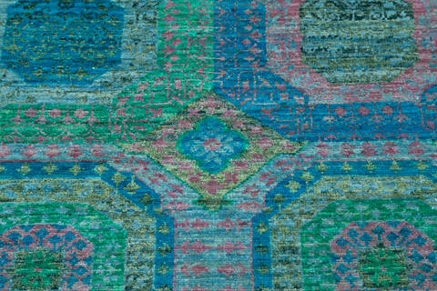 Chobi Green Hand Knotted 57 X 710  Area Rug 700-145508 Image 3