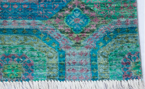 Chobi Green Hand Knotted 57 X 710  Area Rug 700-145508 Image 4