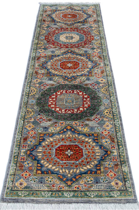 Chobi Grey Runner Hand Knotted 26 X 81  Area Rug 700-145514 Image 1