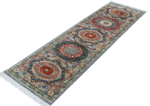 Chobi Grey Runner Hand Knotted 26 X 81  Area Rug 700-145514 Image 2