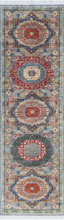 Chobi Grey Runner Hand Knotted 26 X 81  Area Rug 700-145514 Image 0