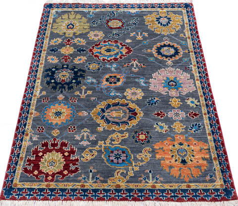 Chobi Grey Hand Knotted 40 X 60  Area Rug 700-145517 Image 1