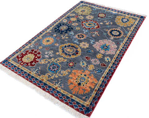 Chobi Grey Hand Knotted 40 X 60  Area Rug 700-145517 Image 2