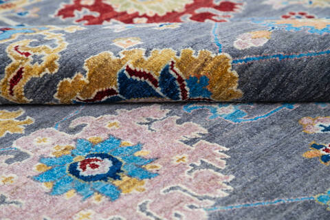 Chobi Grey Hand Knotted 40 X 60  Area Rug 700-145517 Image 5