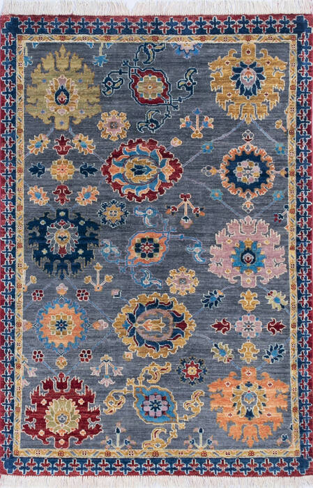 Chobi Grey Hand Knotted 40 X 60  Area Rug 700-145517 Image 0