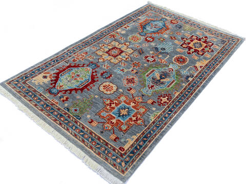 Chobi Grey Hand Knotted 40 X 61  Area Rug 700-145518 Image 2