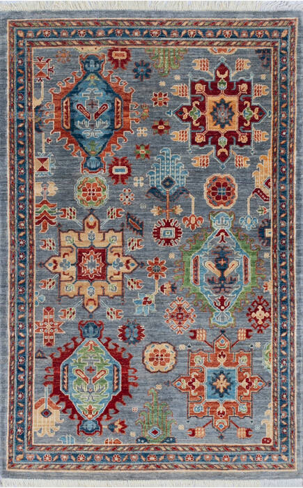 Chobi Grey Hand Knotted 40 X 61  Area Rug 700-145518 Image 0