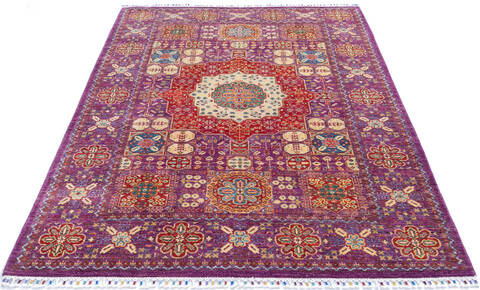 Chobi Purple Hand Knotted 56 X 80  Area Rug 700-145555 Image 1
