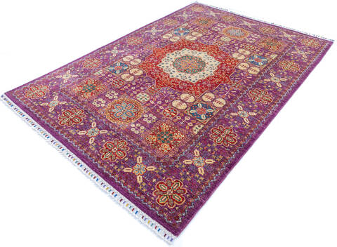 Chobi Purple Hand Knotted 56 X 80  Area Rug 700-145555 Image 2