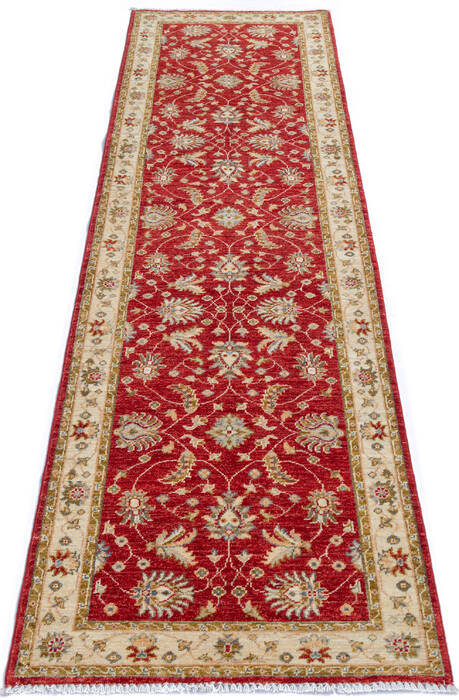 Chobi Beige Runner Hand Knotted 29 X 99  Area Rug 700-145571 Image 1
